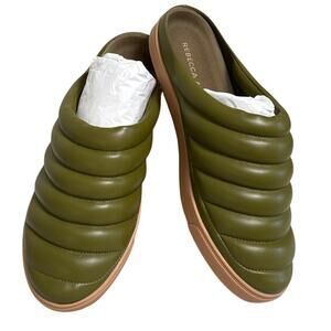 NWB Rebecca Allen The Clog Slip On Faux Leather Upper Olive Green Size 9‎